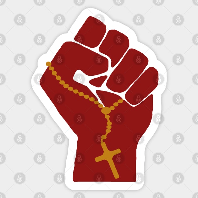 Liberation Theology Raised Fist - Radical Christianity, Christian, Protest, Social Justice, Leftism, Socialism Sticker by SpaceDogLaika